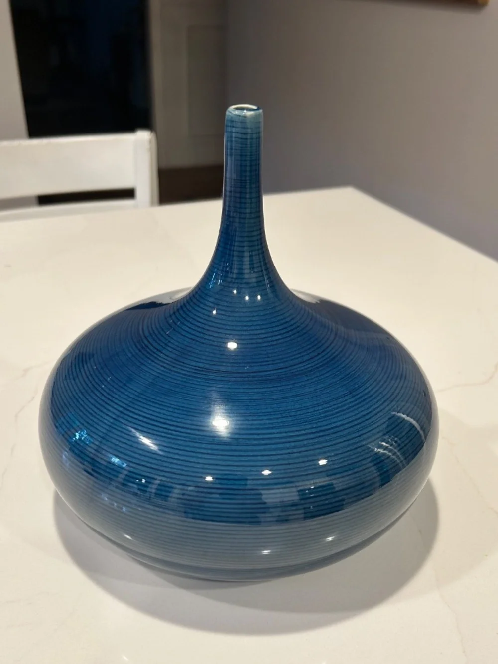 Uttermost Zayan Coastal Style Ceramic Blue  Vase 9x8x9